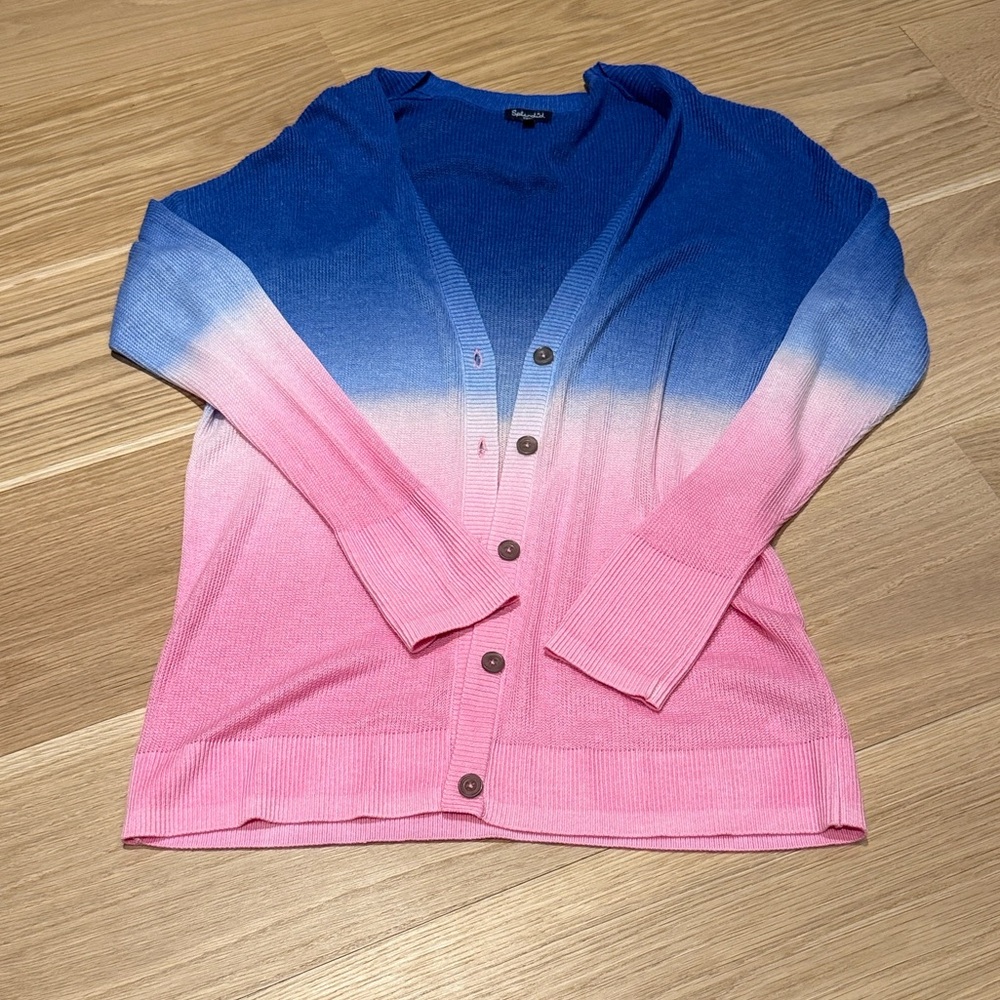 Splendid Blue and Pink Gradient Cardigan